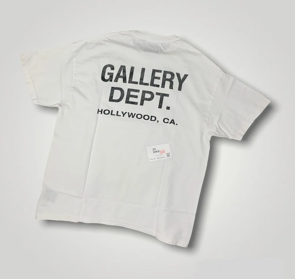GALLERY DEPT. SOUVENIR TEE English LOGO commemorative basic short-sleeved white S-XL original consistent cotton and linen cylindrical fabric high poundage 230g fabric accessories matching correct version